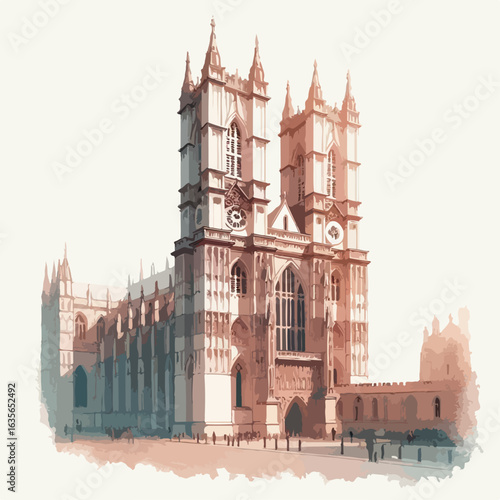 watercolor Westminster Abbey vector , watercolor  Westminster Abbey