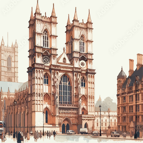 watercolor Westminster Abbey vector , watercolor  Westminster Abbey