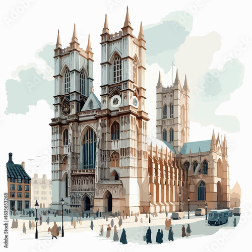 watercolor Westminster Abbey vector , watercolor  Westminster Abbey