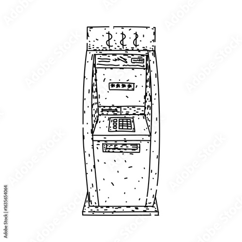 deposit atm machine sketch hand drawn vector