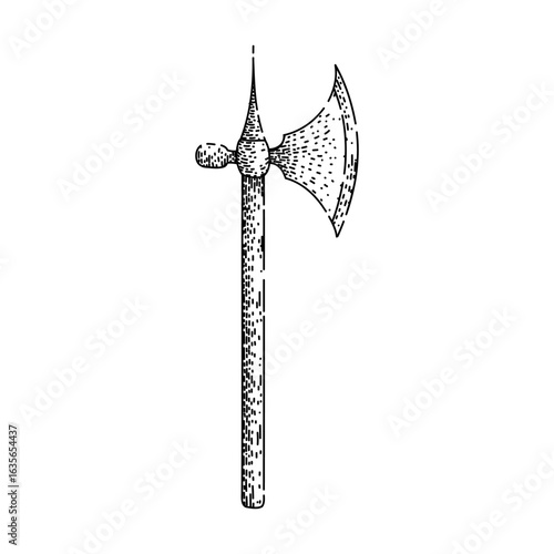 halberd axe medieval sketch hand drawn vector
