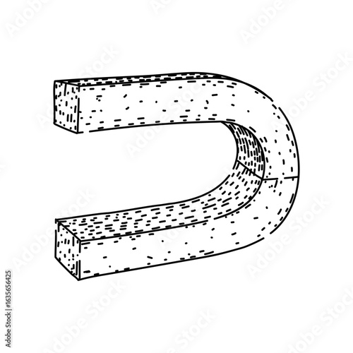 lodestone magnet sketch hand drawn vector