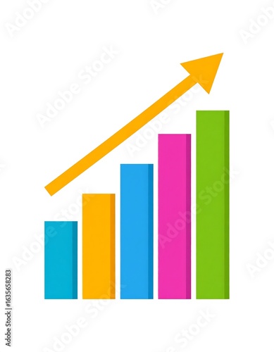 Free Download Colorful bar graph with upward trend - GFXLoad