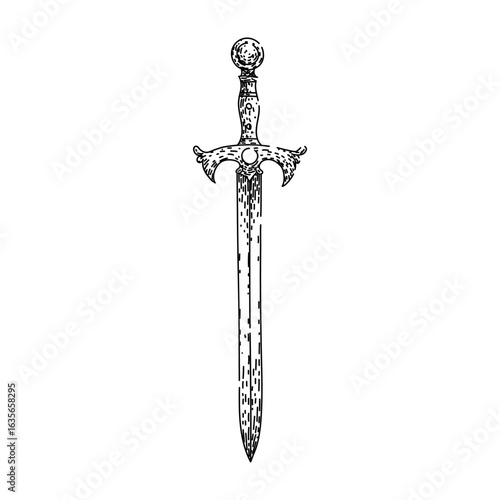 crusade sword medieval sketch hand drawn vector