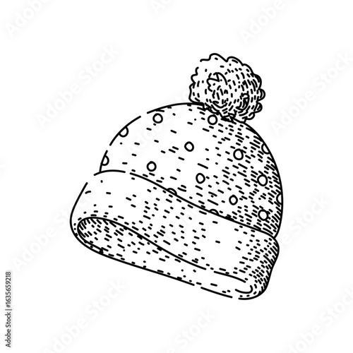chullo winter hat sketch hand drawn vector