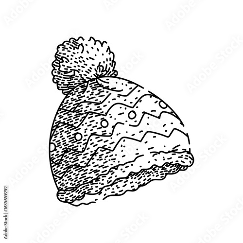 bonnet winter hat sketch hand drawn vector