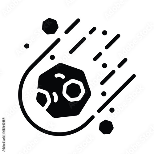 Trendy glyph icon of floating asteroid rock
