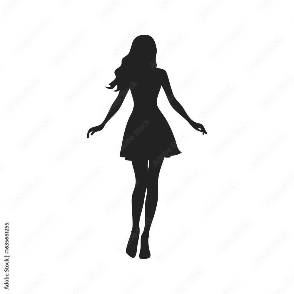 Beautiful girl silhouette logo. Black icon beautiful woman isolated on white background. Vector illustration front view. Beautiful girl silhouette logo. Black icon beautiful woman isolated on white background. Vector illustration front view.