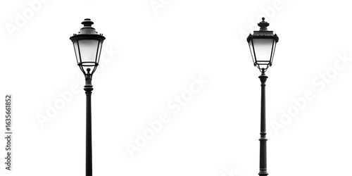 Black Street Lamp isolated on transparent background