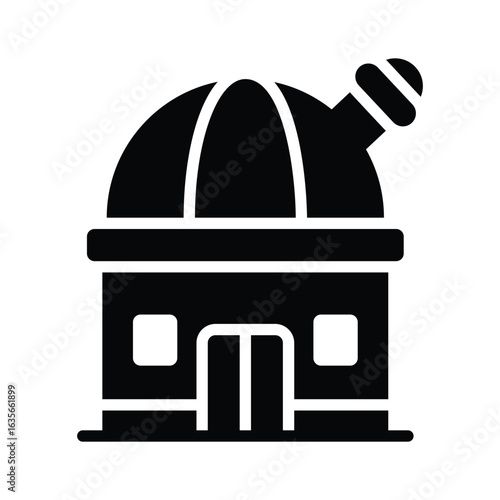 Well crafted glyph icon of astronomical observatory dome