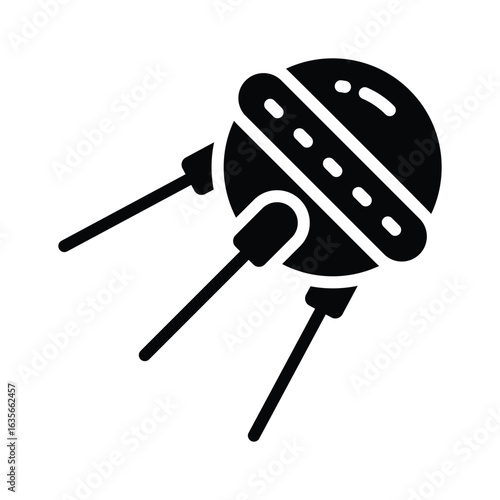Visually appealing glyph icon of old sputnik satellite