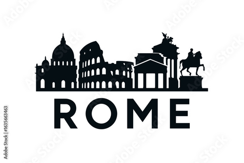 Rome skyline with Colosseum, St. Peter’s dome and ancient monuments