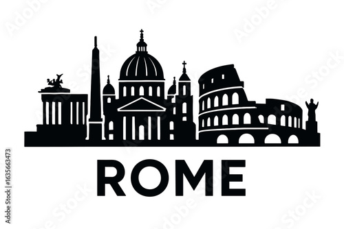 Rome skyline with Colosseum, St. Peter’s dome and ancient monuments