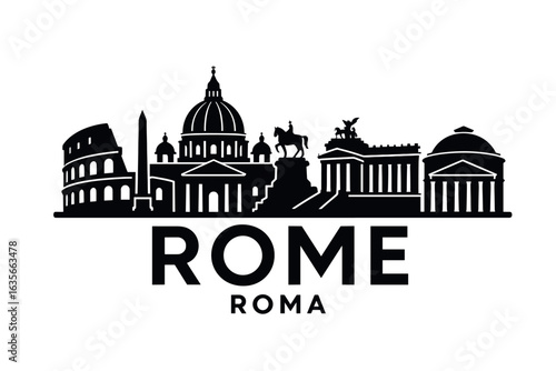 Rome skyline with Colosseum, St. Peter’s dome and ancient monuments