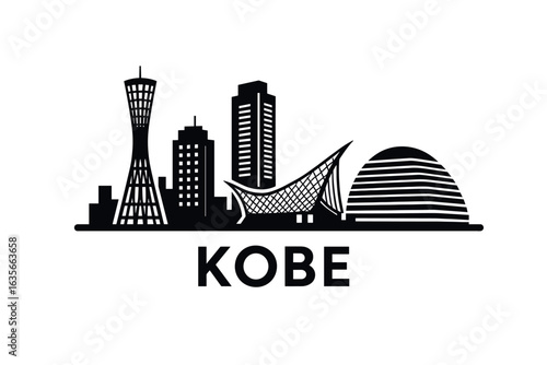 Kobe city skyline with iconic buildings and landmarks