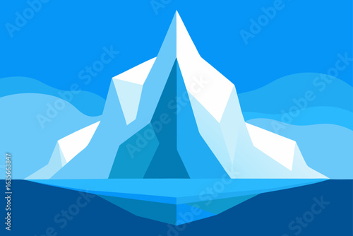 Geometric iceberg in a blue ocean landscape