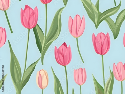 Wallpaper Mural Seamless Pastel Pink Tulip Pattern Torontodigital.ca