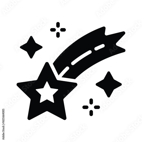 Easy to edit glyph icon of shooting stars trail