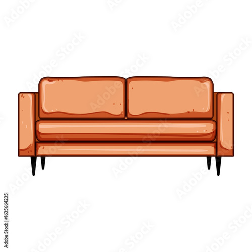 ottoman couch leather cartoon vector illustration