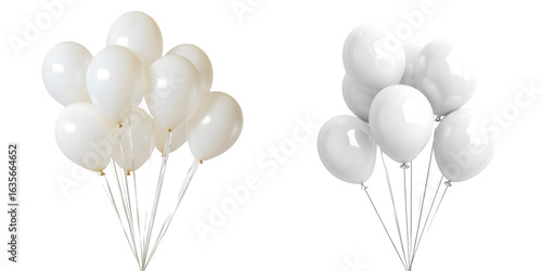 Bunch of White Balloons Symbolizing Peace and Unity isolated on transparent background
