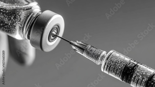 Gloved hands preparing poly-L-lactic acid suspension for facial treatment