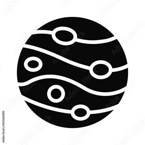A modern glyph icon of small mercury planet