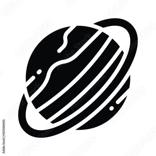 Visually appealing glyph icon of saturn ring