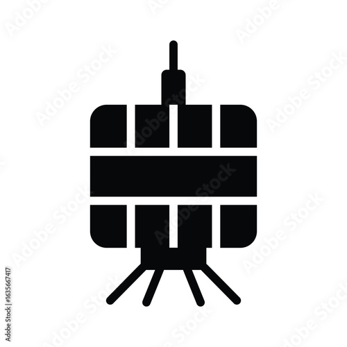 Trendy glyph icon of old satellite orbiting earth