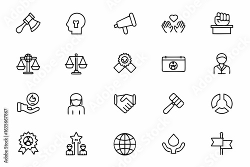 A bold and impactful vector set advocating justice, equality, and civil rights — great for NGOs, activist campaigns, legal advocacy materials, and awareness posters