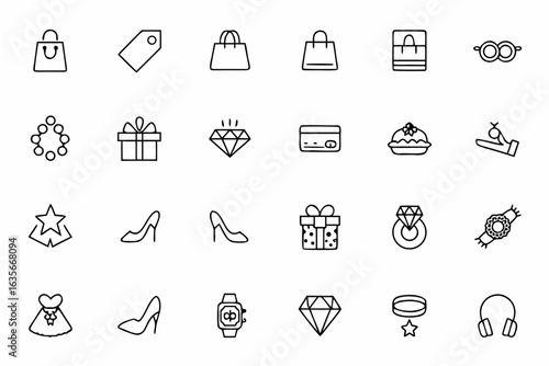 A high-end icon set focused on luxury shopping and exclusive retail experiences — ideal for fashion brands, boutique e-commerce, or VIP shopping platforms