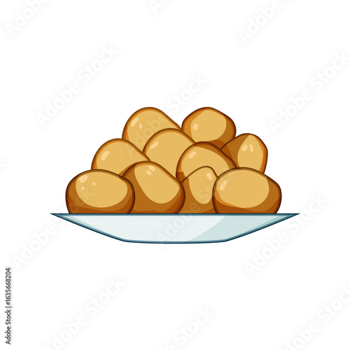 dessert greek loukoumades cartoon vector illustration