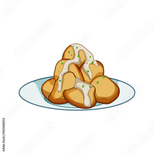 doughnuts greek loukoumades cartoon vector illustration