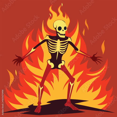 high quality Skeleton with Fire Flames