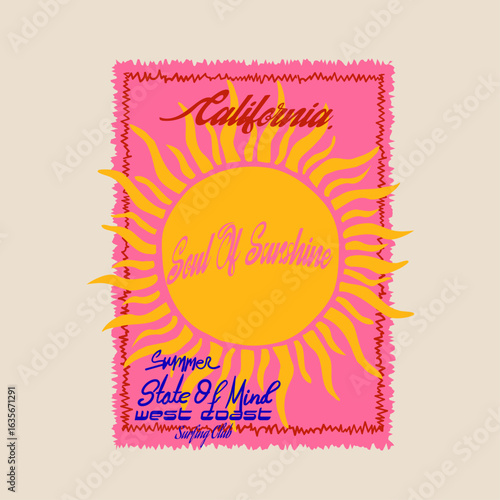 vintage summer t shirt design. sun poster design. hand drown summer vibes artwork. summer holiday.t-shirt print design, poster vector illustrator.