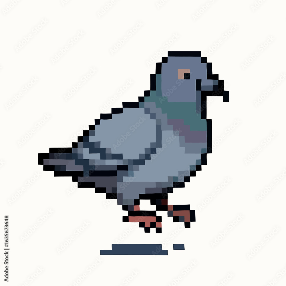 Fototapeta premium Charming pixel art pigeon ready for retro game design or nostalgic digital projects