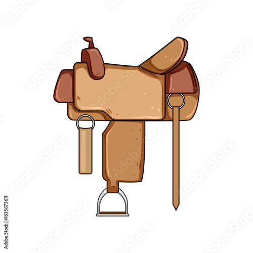 horseback saddle cartoon vector illustration