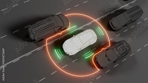360 Degree Active Surrounding Monitoring Animation for ADAS Technology 