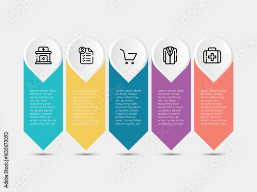 5 Steps business data visualization timeline process infographic template design with icons