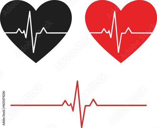 The heartbeat cardiogram illustrates the rhythm of life with a vector symbol of a healthy heart's pulse