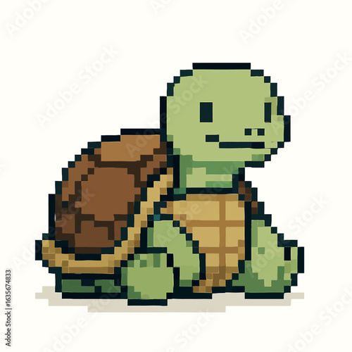 Charming pixel art turtle, a delightful retro character perfect for games and creative projects
