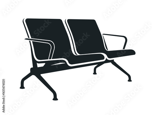 Airport waiting area bench in minimalist black and white design  