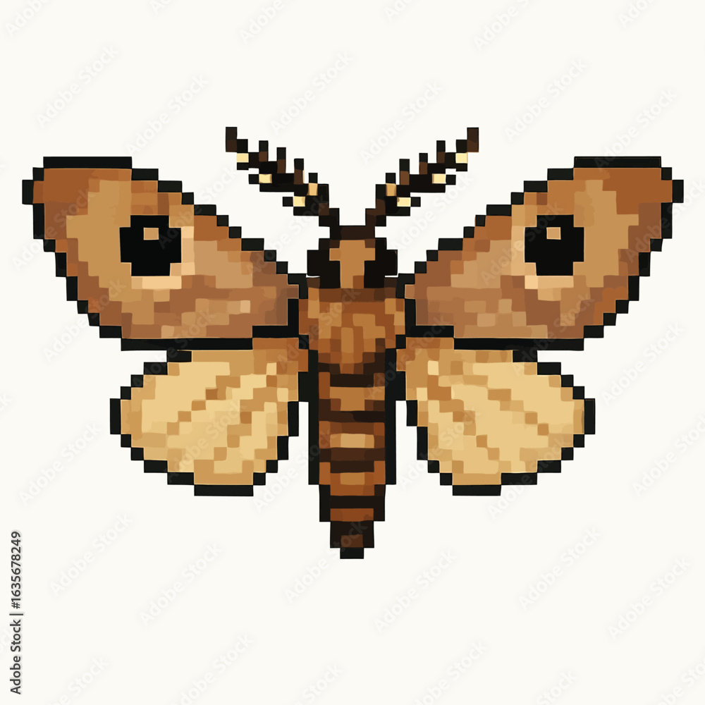 Fototapeta premium Pixelated moth illustration with detailed wings and body, ideal for nature and design projects