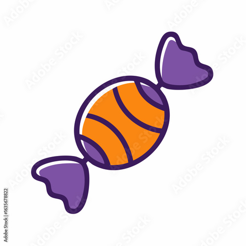 Orange and Purple Wrapped Candy Vector Illustration