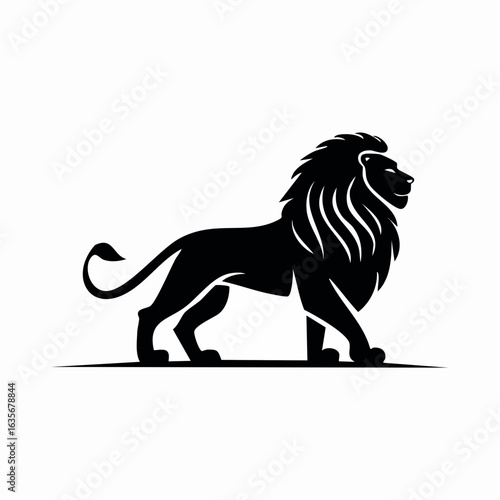 Lion Silhouette Vector Illustration, Majestic Animal Logo Design