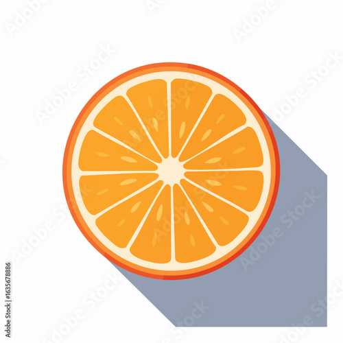 Vibrant Orange Slice Vector Illustration with Modern Flat Design and Long Shadow