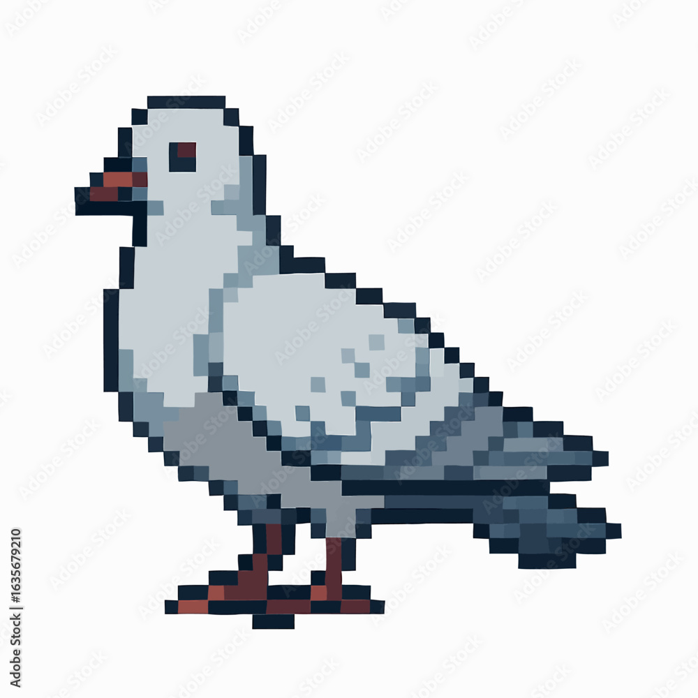 Fototapeta premium Pixelated pigeon in side profile, perfect for modern design projects, unique digital art