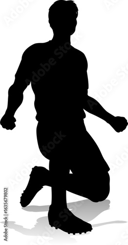A soccer or football player male silhouette man
