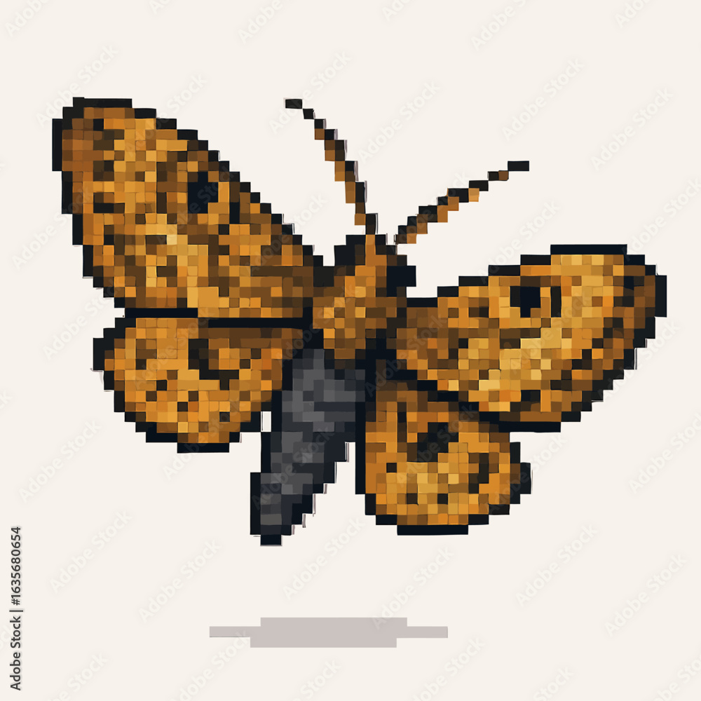 Fototapeta premium Pixelated butterfly with intricate wing patterns, perfect for design projects and artistic concepts.