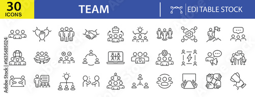 Iconic Team Synergy: A collection of stylized icons, each a symbol of teamwork, collaboration, and collective achievement, artfully presented against a sleek background.