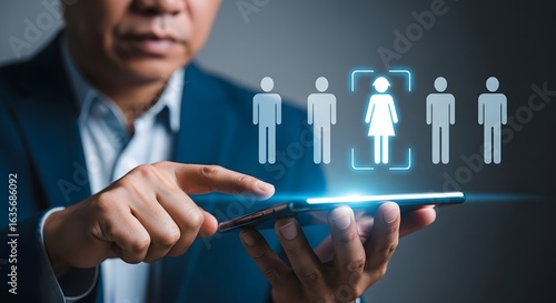 Digital talent acquisition concept using touchscreen device for effective hiring process